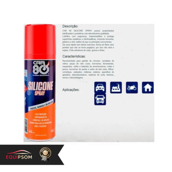 Silicone Spray CAR 80 300ml - Brilho Protecao e Lubrificacao para Plasticos e Borrachas