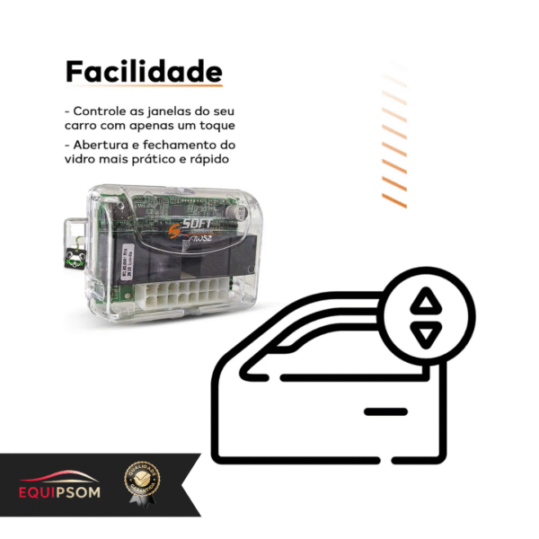 Automatize 2 vidros elétricos com segurança e inteligência! Módulo Soft AW52 com antiesmagamento NoShunt, subida/descida via alarme, temporização e configuração Bluetooth. Universal e completo.